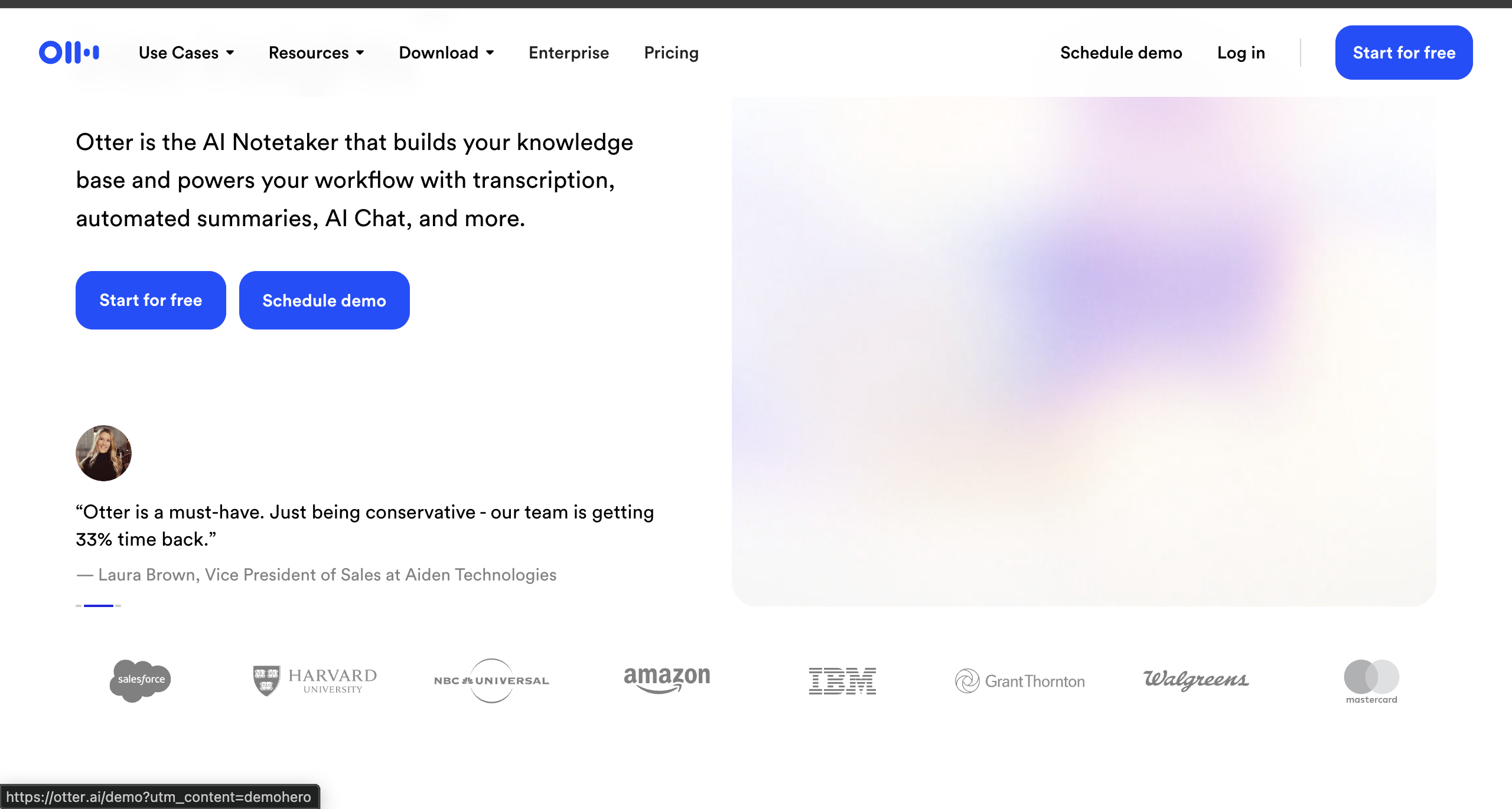 Otter.ai homepage screenshot
