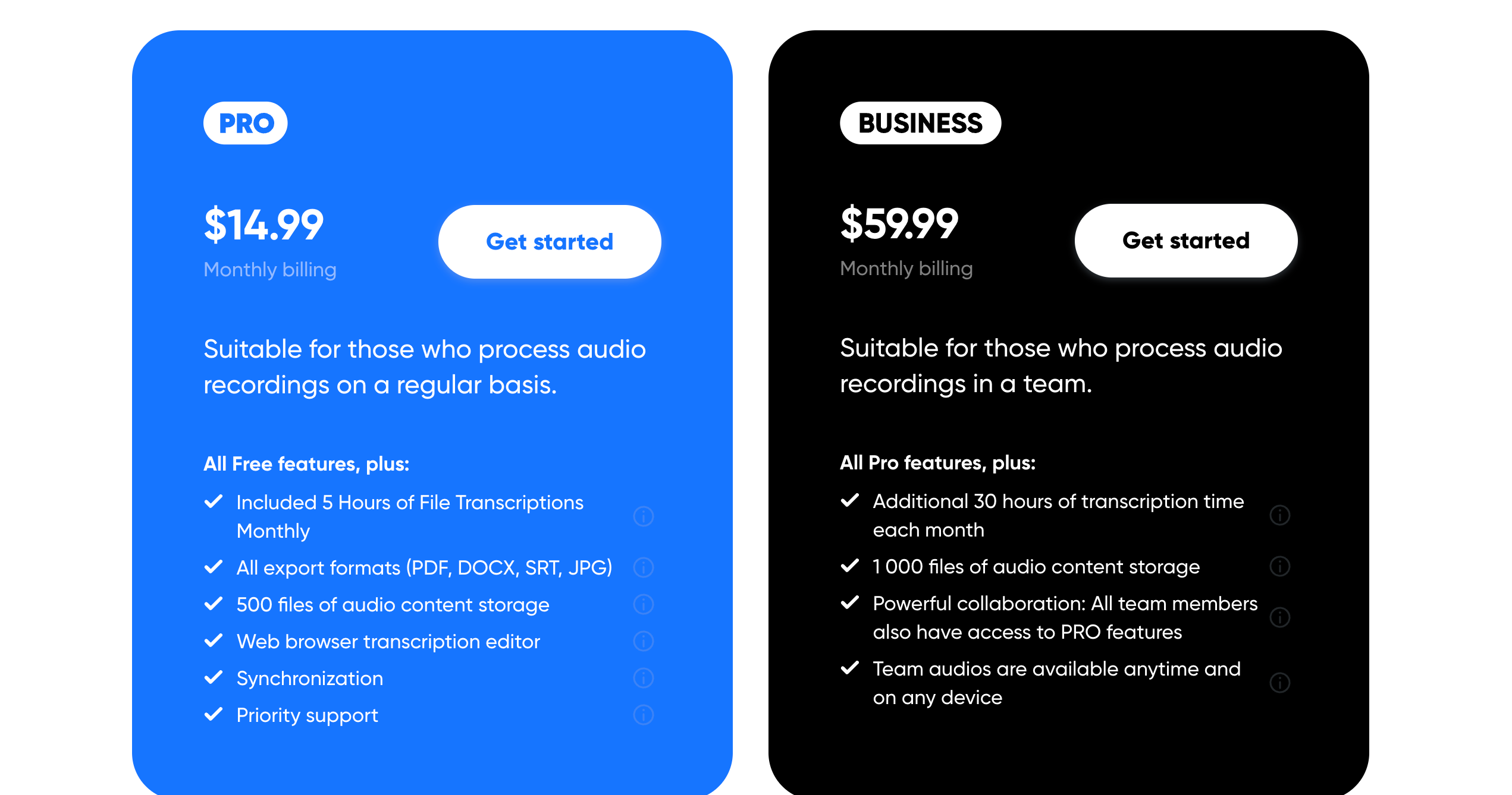 transcribe.com screenshot