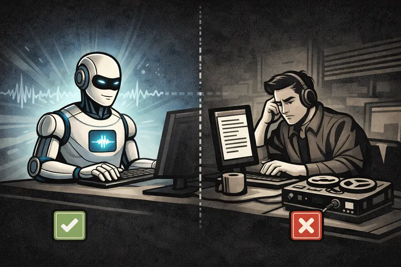 AI transcription compared with manual transcription workflow