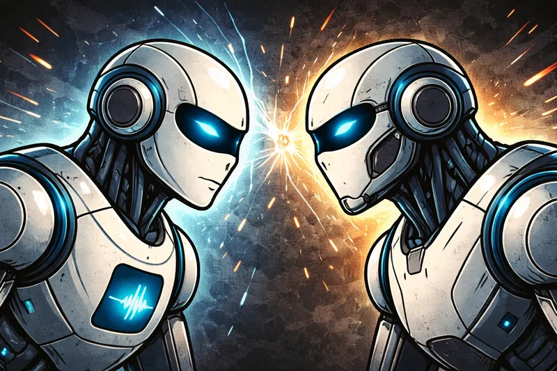 AI comparison artwork for audio-to-text.online vs HappyScribe