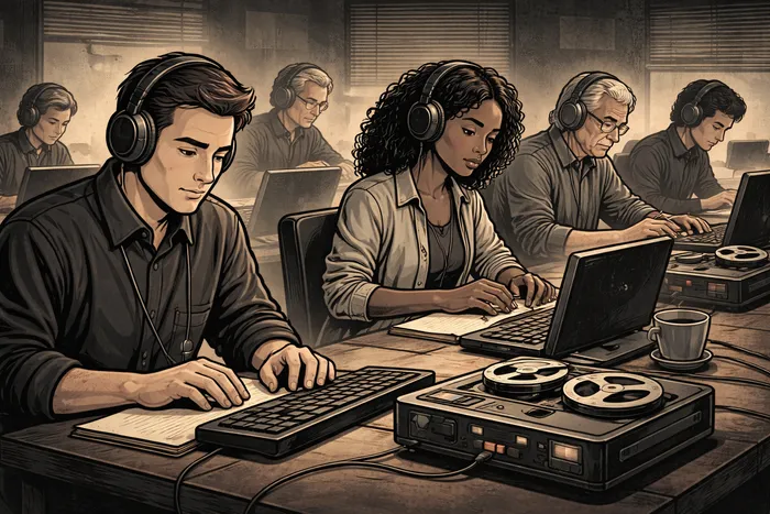 Speech-to-text software comparison editorial illustration