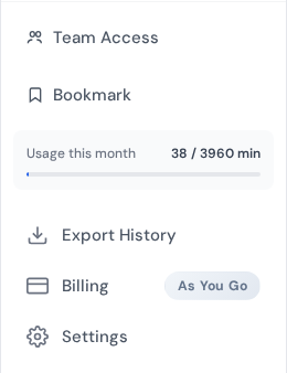 Team access section in dashboard sidebar